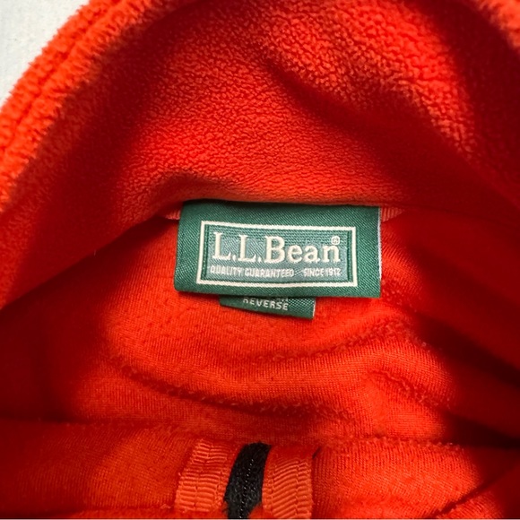 LL Bean Jacket Men's Orange Fleece 1/4 Zip Pullover Zipper Pockets L EUC - Picture 2 of 6